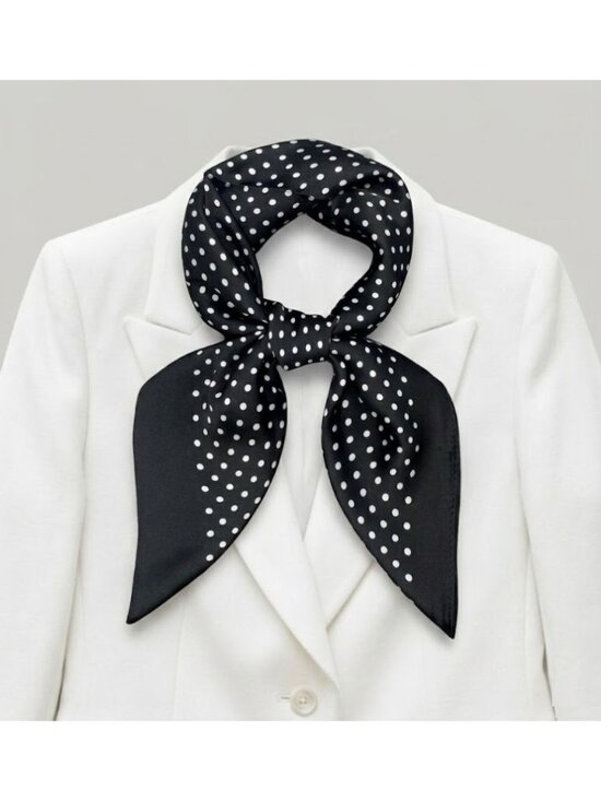 Unbranded Other - ✨Luxury Elegant Silky Soft Scarf Black White Polka Dot Square Wrap Accessory New